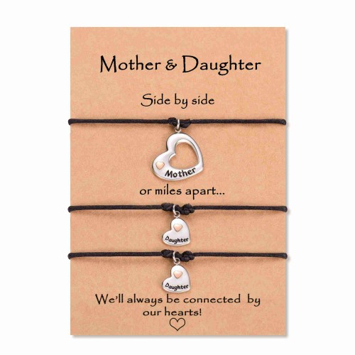 MANVEN Mother Daughter Bracelets Matching Wish Bracelets Set for Mommy and Me Mom and Daughter Bracelets Jewelry Christmas Gifts for Mom Daughter Girls Daughter Gift from Mom 